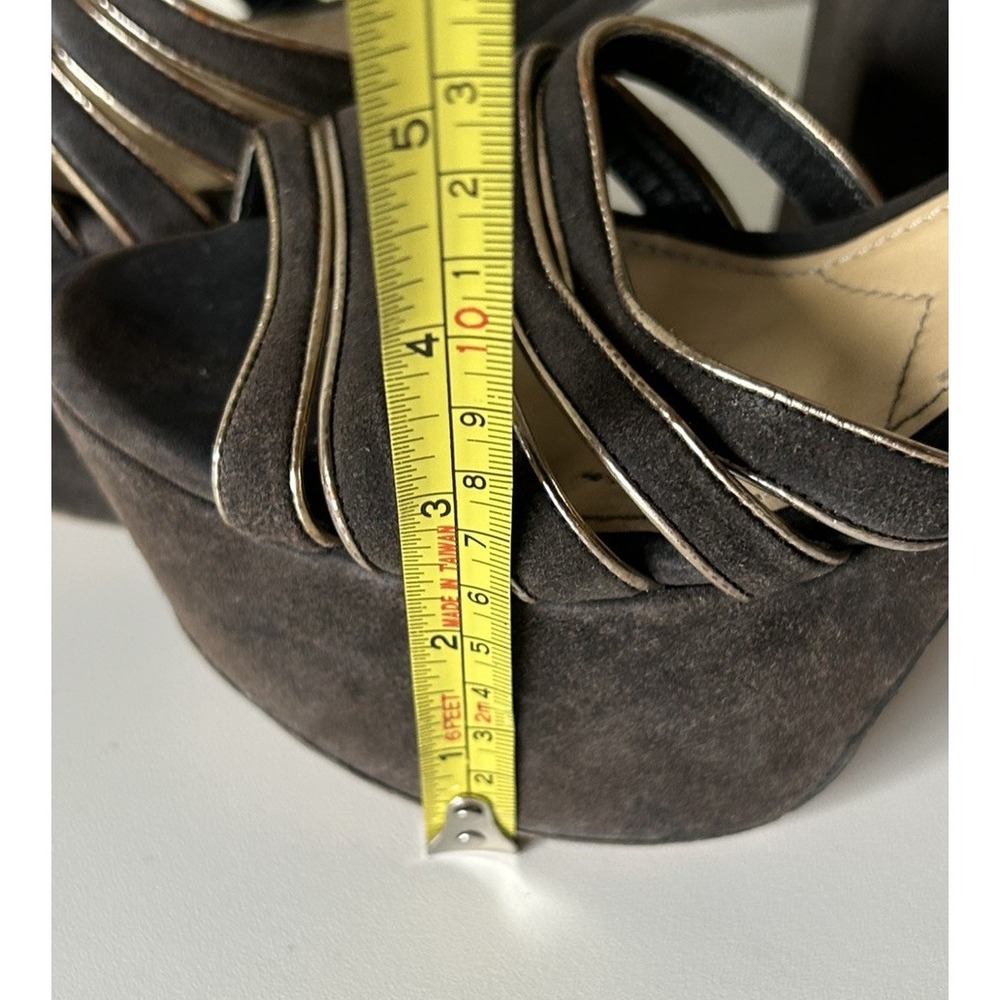 Prada Milano Donna Strappy Black/Gold Suede &Leather Platform Sandal Shoes 37 - Picture 12 of 14